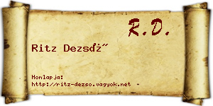 Ritz Dezső névjegykártya